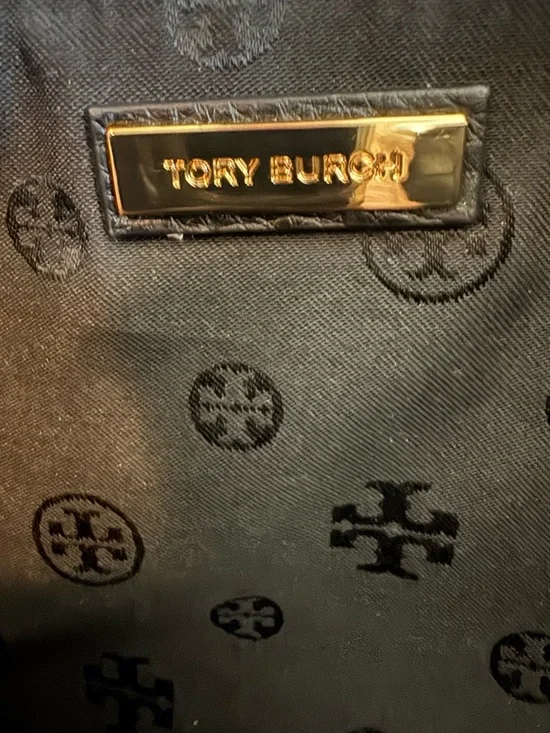 Tory Burch Black Pebbled Leather Braided-Handle Tote - Picture 4 of 4